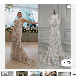 Bohemia Mermaid Wedding Dress. Halter neck, lace, backless. Size 10